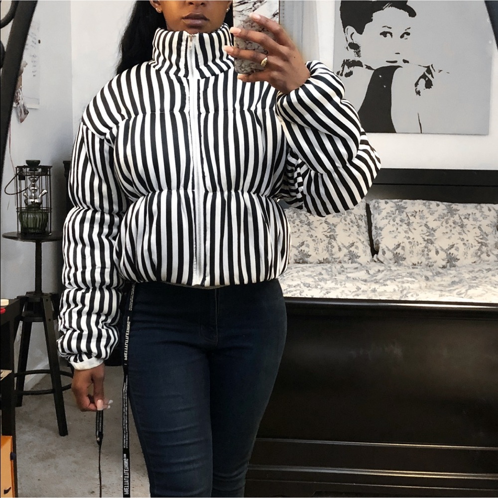 Striped Puffer Coat